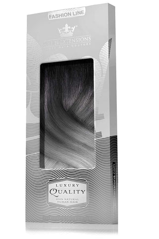 CLIP-IN EXTENSIONS LUXURY  OMBRÉ BALAYAGE Jet Black & Metallic Silver Blonde