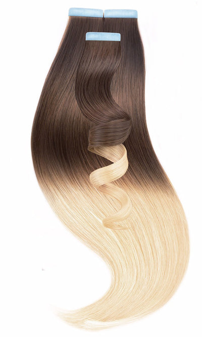 PRO DELUXE LINE OMBRÉ Chocolate Roast Brown & Pearl Blond Tape-in Extensions