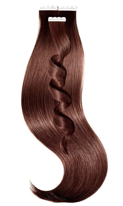 Tape-In Medium Copper Brown Human Hair Extensions